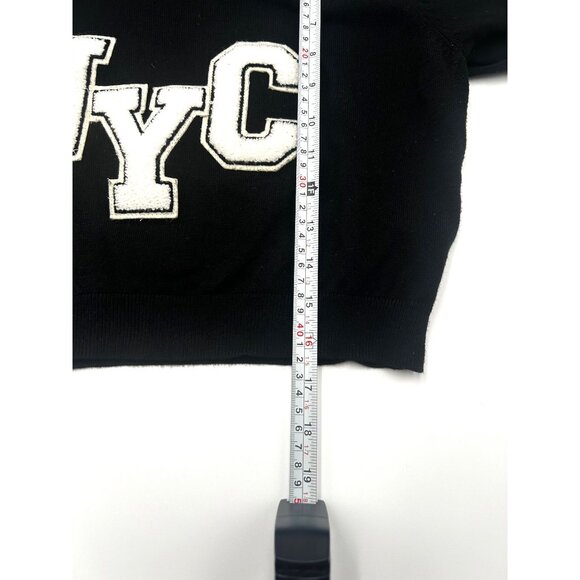 Julie Mollo Black Sweater With White College Letters NYC, Crop, Academia, Size X - Picture 4 of 9